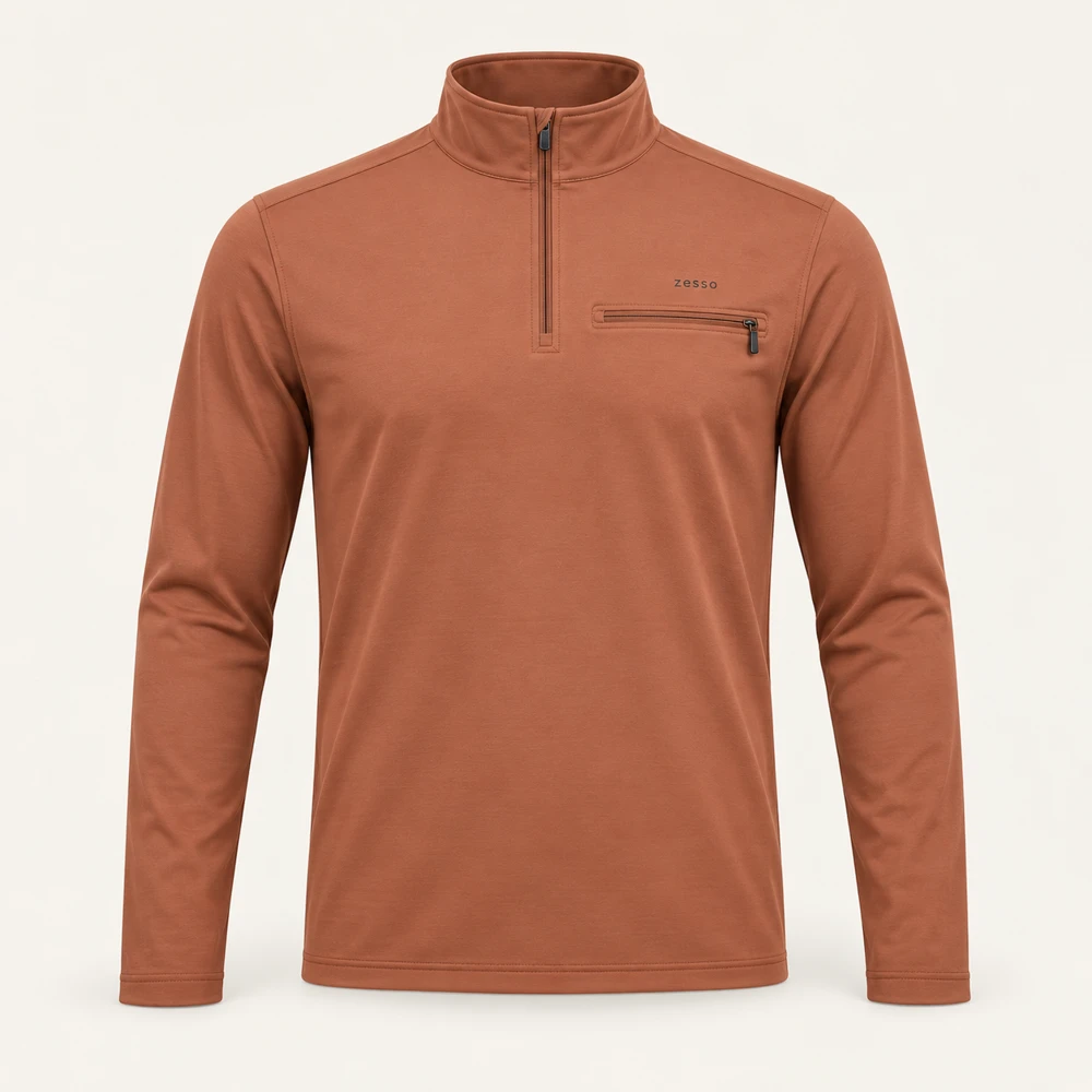 Arroyo Quarter-Zip in Clay, front view