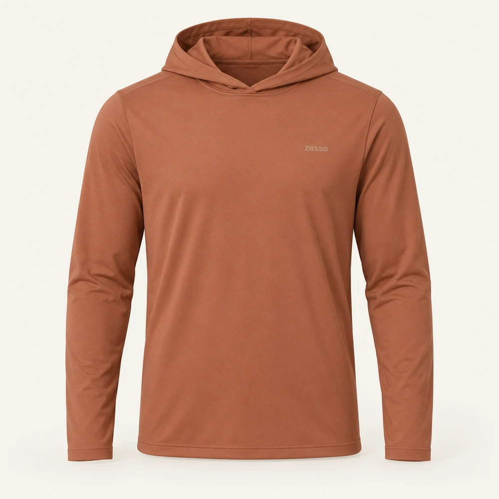 Canyon Long Sleeve Hoodie in Clay, front view