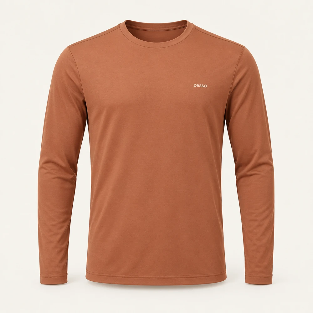 Mesa Long Sleeve Crew in Clay, front view