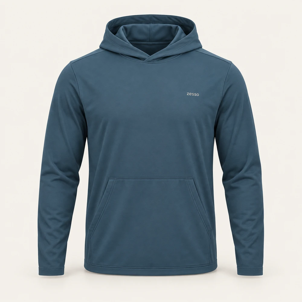 Shore Long Sleeve Hoodie in Ocean, front view