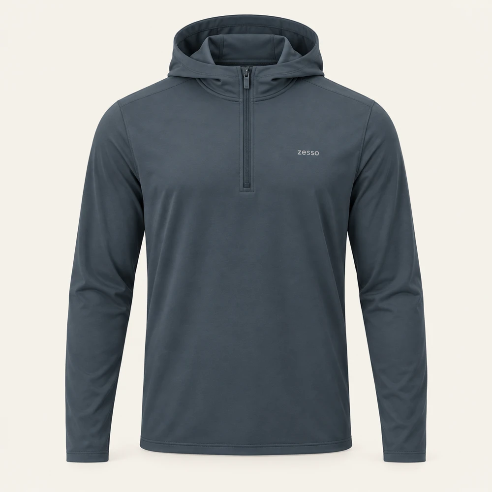 Summit Half-Zip Hoodie in Slate, front view