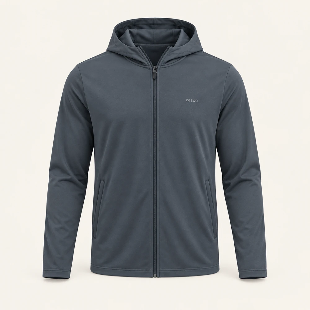 Switchback Full-Zip Hoodie in Slate, front view